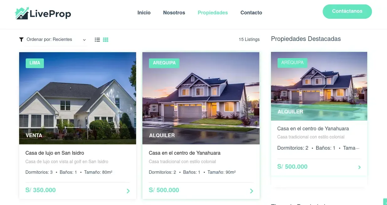 LiveProp - Vista de tableta